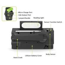 Emergency Crank Radio,4000mAh-Solar Hand Crank Portable AM/FM Weather Radio With 1W Flashlight&Motion Sensor Reading Lamp,Cell Phone Charger, SOS For Home And Outdoor - Green - View 9