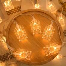 1 Pièce Guirlande De Lumières De Bouilloire À Huile Transparente 10/20/30/40led, Lumière De Fée À Huile De Palais, Décoration De Festival Pour Les Fournitures De Fête De Vacances (sans Batterie)