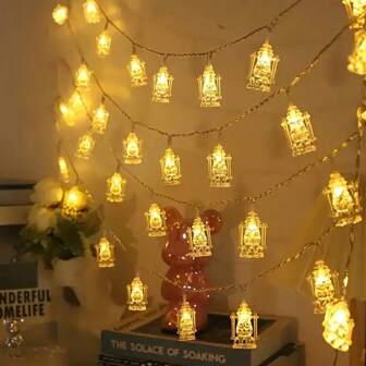 1pc Transparent Oil Kettle String Lights 10/20/30/40LED  Palace Oil Fairy Lights   Festival Decoration For Holiday Party Supplies (Without Battery)