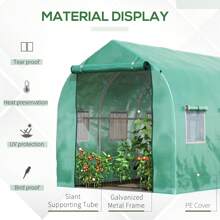 Outsunny Polytunnel Greenhouse With Windows And Door, Walk In Greenhouse For Garden, Backyard (4 X 2 M) - Green - View 5