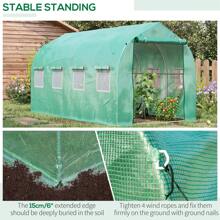 Outsunny Polytunnel Greenhouse With Windows And Door, Walk In Greenhouse For Garden, Backyard (4 X 2 M) - Green - View 9