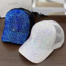 Unisex Outdoor Sport Rhinestone Baseball Cap - Blue - View 6