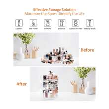 Organizador de Maquillaje Giratorio,360 Grados Organizador de Cosméticos de Transparente,4 Niveles Caja Ajustable,Caja De Almacenamiento De Cosméticos Con Patrón De Diamante Con Función De 360°, Organizador Acrílico De Maquillaje Para La Mesa De Vestir, Porta Lápiz Labial Y Productos De Cuidado De La Piel - transparente - Ver 5