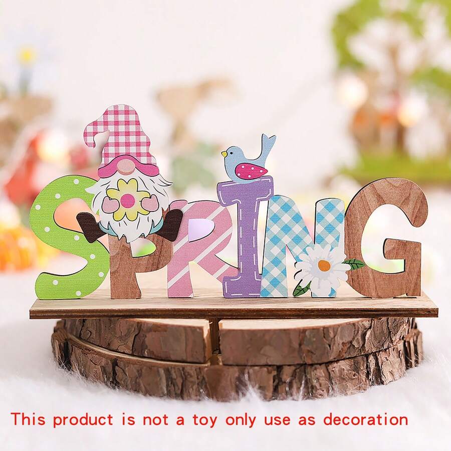 1pc Easter Diy Wooden Decoration - Multicolor - View 1