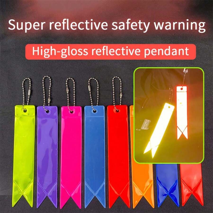 XIANG YU Safety Reflector Tag Pendant Keychain PU Leather Key Chain Ring Purse Bag Backpack Charm Reflective Strip Night Reflector Students Women Men Gift Casual - Multicolor - View 1