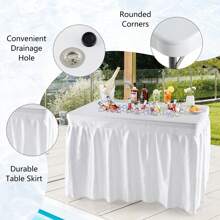 Gymax 4FT Folding Ice Bin Table Outdoor Ice Cooler Table W/ Matching Skirt Party BBQ