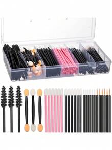 225件套一次性化妆工具套装，包含眉刷/睫毛膏刷/唇刷/眼影刷/眼线刷及收纳盒，化妆刷套装，化妆刷套装，化妆刷套装，全套化妆工具，化妆刷套装，全套化妆工具，化妆刷套装，化妆刷套装，化妆礼盒套装 - 彩色 - 查看 1