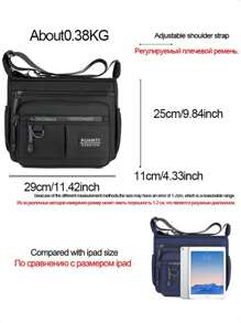 Mochila Crossbody Bandolera De Hombro Bolso Lateral Para Viajar Trabajo La Escuela Portátil Actividades Aire Libre Con Bolsillos - Negro - Ver 2