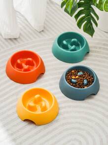 1pc Portable Anti-Choke Slow Feeder Pet Bowl Made Of Pp Material In Random Colors, Suitable For Daily Feeding Of Small Cats And Dogs While Outdoors - Multicolor - View 1