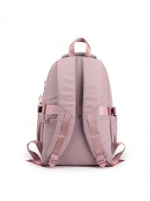 Stor Kapacitet Enkel design Enfärgad Studerande Ryggväskor , Mångsidig , , Perfekt För Tillbaka Till Skolan Säsong , Mitten & Gymnasium Studenter , Campus Axelväskor Med Hängande dekoration Tillbehör - Rosa - Visa 7