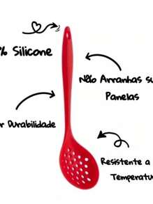 Jogo de Utensílios de Silicone Para Cozinha Vermelho 4 Peças - Vermelho - Visão 8