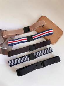 1pc Multicolor Unpunched Canvas Belt With Buckle, Unisex Korea Simple Style All-Match Belt Without Metal, Suitable For Daily Wear For Students With Ins Style. - Multicolor - View 2