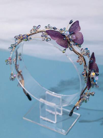 1件装女士浪漫蝴蝶发箍，仙女头饰，森林主题公主派对配饰，生日礼物，婚礼发饰