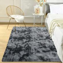 One Gray Tie-Dye Long Plush Rug, Upgraded Material Soft Fluffy Thick Sponge Non-Shedding Sturdy Durable Easy To Clean With Good Foot Feeling. Suitable For Various Areas Such As Sofa Side, Bedside, Windowsill, Shoe Changing Stool, Living Room, Bedroom, Game Room, Etc. - Dark Grey - View 6