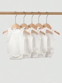 minizone Set de 5 bodys de unicolor para bebé niña - Blanco - Ver 1