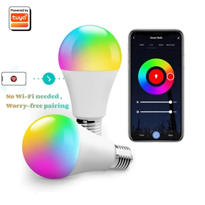 Bombilla inteligente Tuya de 15W con Bluetooth, bombilla LED de color cambiante A19 E27/26, control por aplicación y voz, regulable RGB blanco cálido 2700K, iluminación inteligente para el hogar