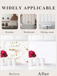 WoStick 4/10/20 片装防水砖纹 3D 墙板，DIY 瓷砖贴纸，可移除自粘墙砖，适用于厨房浴室防溅板和节日装饰 - 白色 - 查看 9