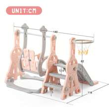 Flieks Slide For Children, 4 In 1 Children's Slide, Swing With Basketball Stand, Climbing Ladder, Swing, Slide, Garden Slide For Indoor And Outdoor Use - Pink - View 4