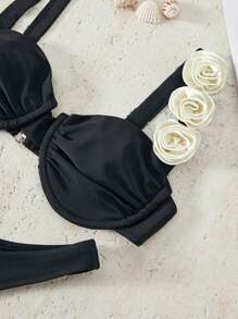 Bikinx Bộ bikini nữ phối màu với gọng thép, họa tiết hoa 3D, xẻ tà gợi cảm, thích hợp cho kỳ nghỉ hè ở bãi biển. - Xem 4