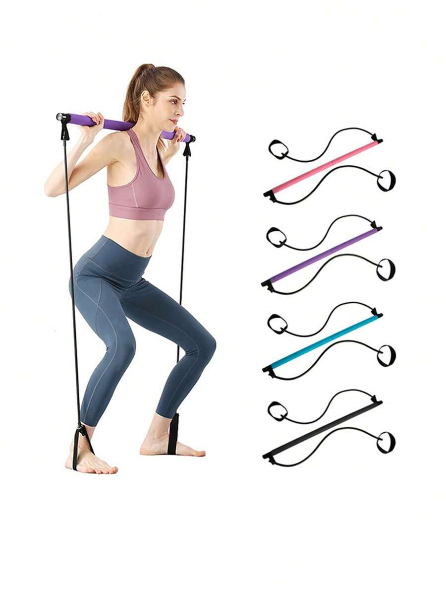 1 件多功能普拉提棒、瑜珈健身拉筋、深蹲提臀阻力棒、家用健身棒、拉繩