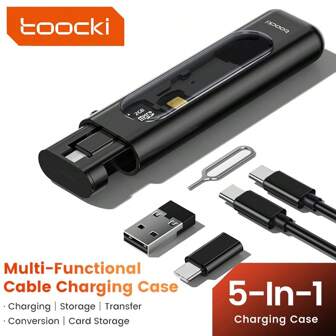 Toocki 5 In 1 USB Type C OTG Adapter PD60w Fast Charging Cable Micro Lightning Converter Charge Box Kit SIM TF Card Storage Case
