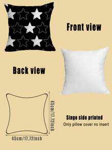 1 Peça Fronha Simples Com Estampa De Pentagrama Preto E Branco Para Decoração De Casa (sofá, Cama, Etc.)