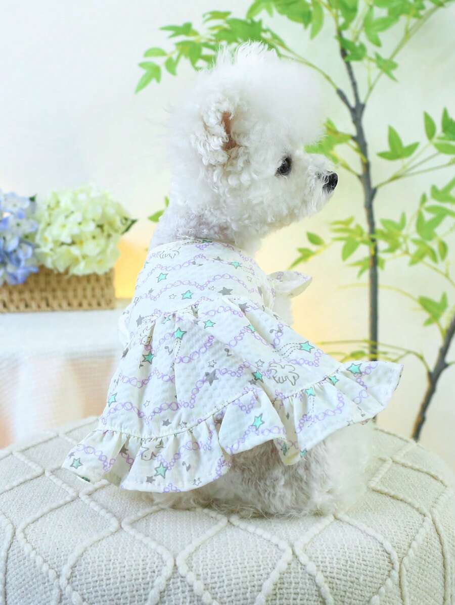 1pc Pet Clothes Summer Lightweight Purple Dress For Small And Medium-Sized Dogs And Cats - Purple - View 1