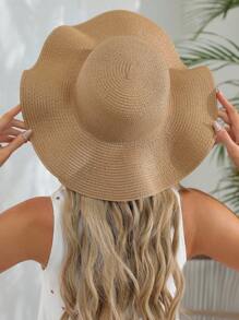 1頂女士大波浪邊草帽 波希米亞風