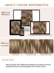 nimoki Invisible Wire Hair Extensions 20 Inch Secret Synthetic Hairpieces With Transparent Wire Adjustable Size 2 Secure Clips Light Long Wavy Curly  Hair Extensions For Women(Light Golden Brown & Pale Golden Blonde Mixed) - Brown - View 6