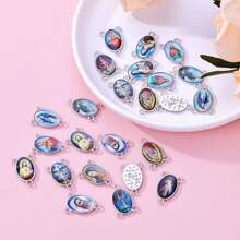 Random Delivery Of 30pcs Assorted Images Oval Pendant Jewelry Accessory, Including Mary, Judas, Benedict, Jesus, Cross, Prayer In Christian And Catholic Style