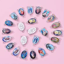 Random Delivery Of 30pcs Assorted Images Oval Pendant Jewelry Accessory, Including Mary, Judas, Benedict, Jesus, Cross, Prayer In Christian And Catholic Style
