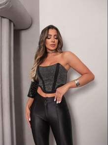 Women Tops - 黑色 - 查看 2