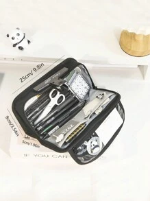 創意伸縮筆盒學校文具收納袋,可愛純色筆盒,可愛筆筒禮物,網兜筆袋 - 綠色 - 查看 4