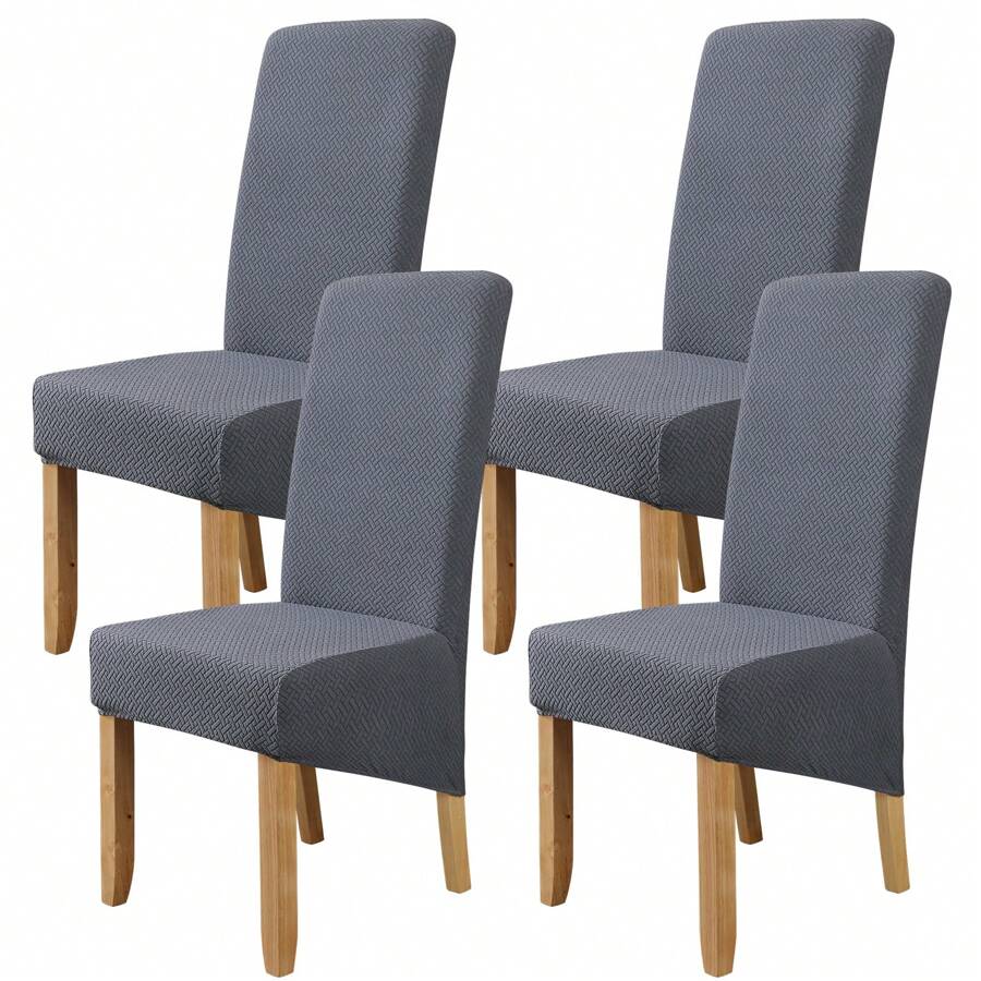 4 Stück Stretch Stuhlhussen Große Größe Stuhlbezug Schonbezüge Für Esszimmer, Hotel, Bankett - Graublau - Übersicht 1