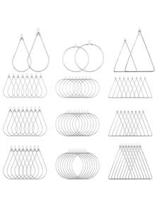 Kit De Fabricação De Brincos Com 48 Peças, Pérolas Em Formato De Lágrima/redonda/triangular, Anéis E Pingentes De Vários Estilos E Tamanhos Para Fabricação De Joias, Prateados/dourados