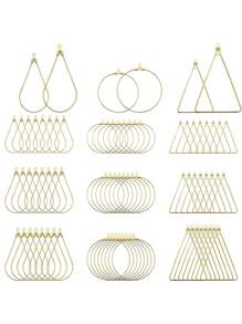 Kit De Fabricação De Brincos Com 48 Peças, Pérolas Em Formato De Lágrima/redonda/triangular, Anéis E Pingentes De Vários Estilos E Tamanhos Para Fabricação De Joias, Prateados/dourados