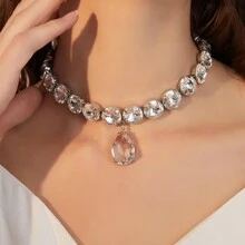1 Vòng Cổ Thủy Tinh Thời Trang Cho Nữ, Phụ Kiện Dự Tiệc Phóng Đại - Bạc - Xem 14