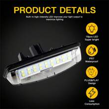 2入組canbus Led汽車牌照燈泡,適用於toyota Camry 40 V40 Xv40 Aurion Xv40 Prius Echo Belta - 白色 - 查看 5