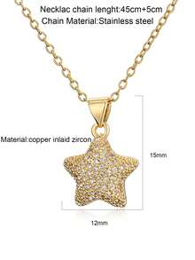 1pc New Year's Stainless Steel Pendant Necklace 45+5cm Long Necklace Can Be Worn By Men And Women Valentine's Day Gift - Star - View 3