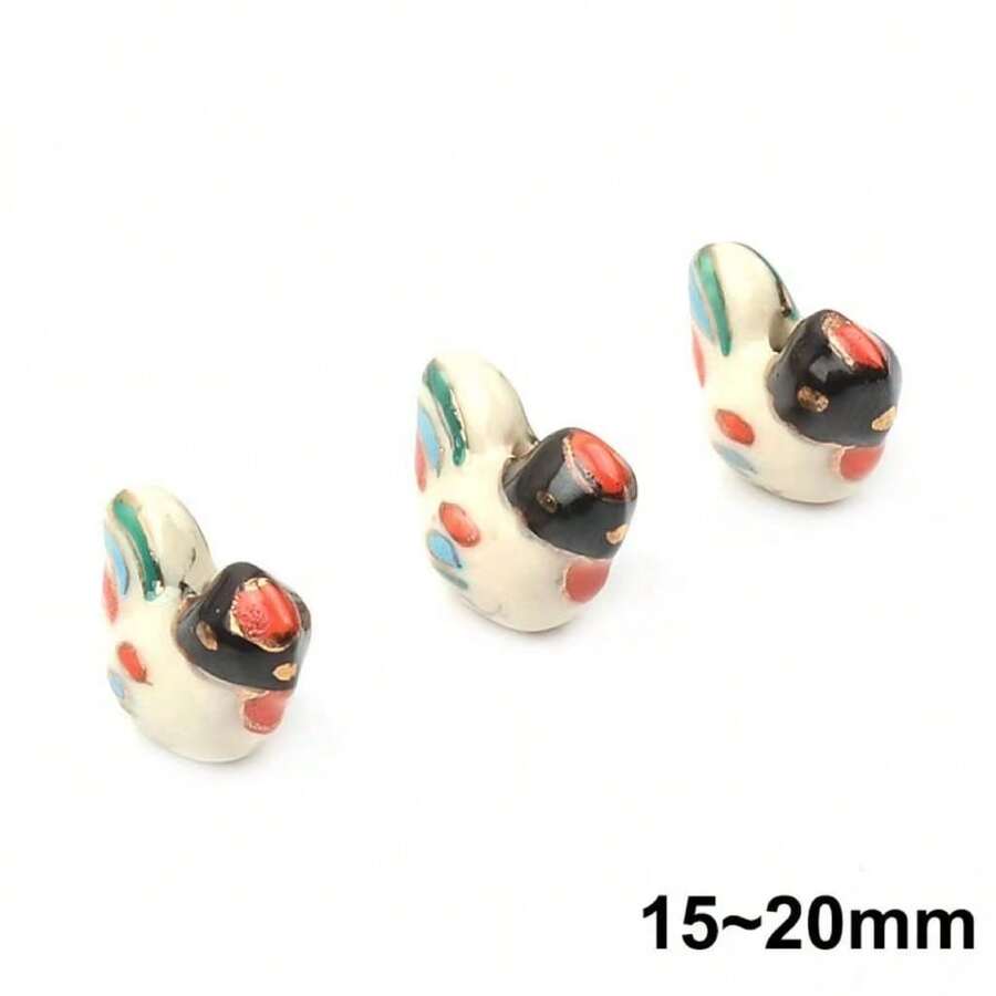 十二生肖陶瓷珠、動物形狀吊墜帶孔diy項鍊、手鍊 - 雞 - 查看 1