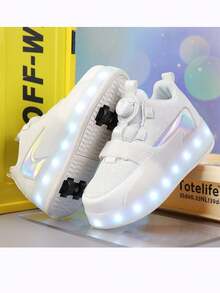 帶有閉合裝置,可拆卸輪子,適用於室外滑冰活動,男女兩用的低幫運動鞋配有溜冰鞋輪 - 粉色 - 查看 2