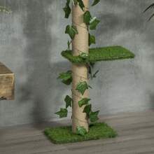 PawHut 242cm Floor To Ceiling Cat Tree For Indoor Cats With Leaves, Height Adjustable Cat Climbing Tower With Scratching Post, Anti-Slip Kit - Green - View 8