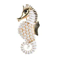 1 Pieza Broche De Diseño De Caballito De Mar Vintage Con Incrustaciones De Aleación Y Diamantes De Imitación, Accesorio De Alta Gama Adecuado Para El Uso Diario De Mujeres Con Trajes Y Abrigos - Blanco - Ver 10