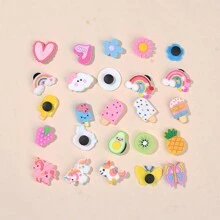 25pcs/Set Ice Cream Cake Shape, Fruit Shape, Unicorn Shape Shoe Charm Cartoon PVC Shoe Buckle, Soft Rubber Shoe Buckle DIY Accessories - Multicolor - View 3