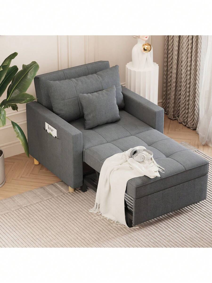 YODOLLA 3In1 Pull Out Sleeper Chair Bed Single Sofa Bed With Adjust Backrest Into A Single