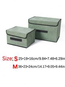 1pc Non-Woven Fabric Cloth Storage Box For Clothes, Toy And Sundries Organization, Home Dustproof Storage Container - Beige - View 2