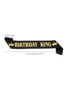 Men Birthday Party Shoulder Strap Badge Kit, Birthday KING Gold-Plated Belt & Chest Badge,Christmas - Black Gold - View 3