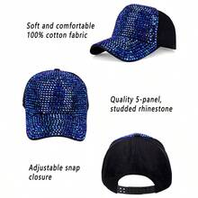 Unisex Outdoor Sport Rhinestone Baseball Cap - Blue - View 3