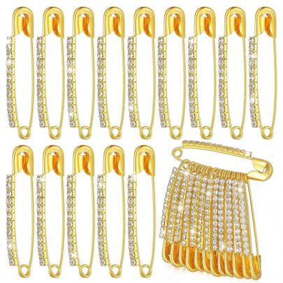 10Pcs Gold Rhinestone Pins Brooches Sweater Shawl Clips Faux Crystal Brooches Shiny Brooch Pins For Women Or Girls Skirts Sweater Scarf Lapel Hat Accessories