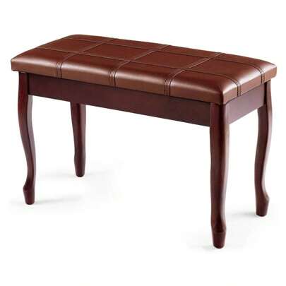 Piano Bench With Hidden Storage Space, Piano Bench Made Of Solid Wood And PU Leather, Padded Piano Stool For 2 People, Load Capacity 160 Kg, 75 X 35 X 49 Cm (Brown)
